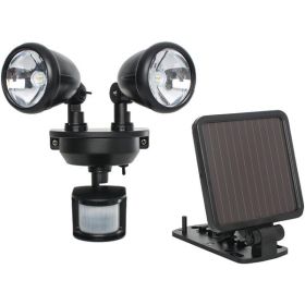 MAXSA Innovations Solar-Powered Dual Head LED Security Spotlight in Black