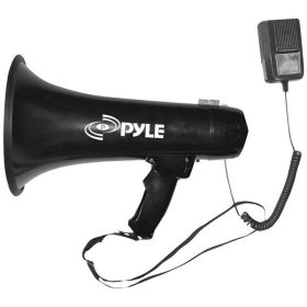 40Watt - Pyle Professional Megaphone Bullhorn With Siren & 3.5 mm Aux-In For Smart Devices, Black