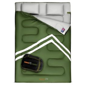 SereneLife SLSBX9 Hike N' Camp - Double Sleeping Bag with 2 Pillows