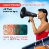 40Watt - Pyle Professional Megaphone Bullhorn With Siren & 3.5 mm Aux-In For Smart Devices, Black