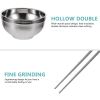 1 set of Portable Chopsticks with 1 Spoon, a Stainless Steel Bowl with Storage Bag for Camping Cooking Outdoor Tableware (Red Bag)