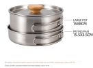 Stainless Steel pot with folding handle, a portable frying pan and soup pot for camping, home, picnic, cookware set