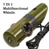 7-in-1 Multifunctional Survival Whistle With LED Light; Compass; Thermometer; Magnifying Glass; Mirror