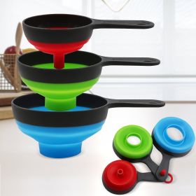 Set Of 3 Food Grade Collapsible Silicone Mini Funnels For Kitchen Use; Wide Mouth Canning Funnel