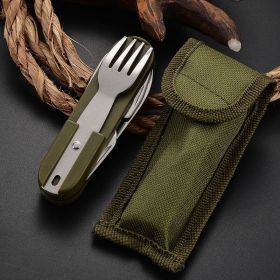7-In-1 Multifunctional Outdoor Tableware Stainless Steel Foldable Fork, Spoon, and Knife Travelling Dinnerware