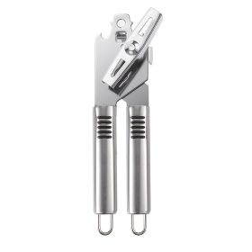 Stainless Steel Can Opener Manual Food Silver Safe Good Grips with Built-in Bottle Opener Smooth Edge Sharp Blade Safe Cover for Beer/Tin/Bottle