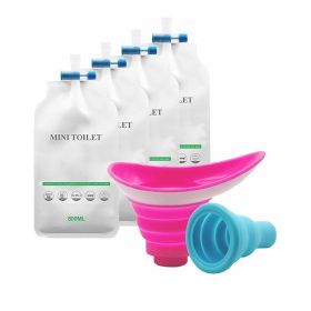 4 Piece Portable Women/Men Urination Device & Bag, Standing up Pee Funnel, Silicone Reusable Collapsible Urine Cup, Car Outdoor Camping Travel