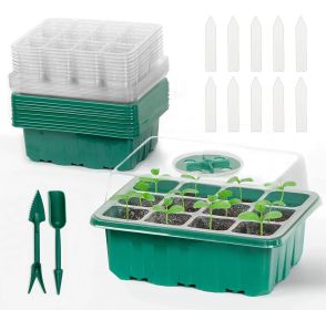 10Pcs Seed Starter Tray Kit Reusable Overall 120 Cells Seeding Propagator Station, Greenhouse Growing Germination Tray with Humidity Dome
