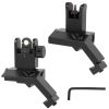 45 Degree Offset Rear & Front Flip Up Fiber Optics Aluminum Sights with Red Green Dots Fits Picatinny Weaver Rail