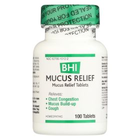 BHI- Mucus Relief - Natural Chest Congestion, Cough & Mucus Relief for Easy Breathing Respiratory Health, Safe Homeopathic Relief - 100 Tablets