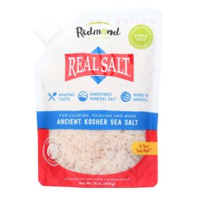 Redmond Real Salt - Ancient Fine Gourmet Kosher Sea Salt - 16 Oz bag - Case Of 6 bags