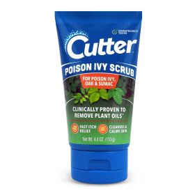 Cutter First Aid - Poison Ivy, Oak, Sumac Scrub for Itch Relief, Removes Poisonous Plant Oils That Cause Rash and Itching - 4 oz