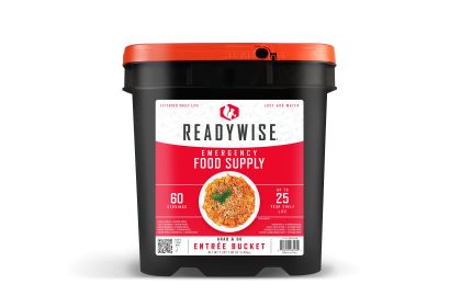 READYWISE - Entrée Grab & Go Bucket, 60 Servings, Emergency, MRE, Freeze Dried Survival Food or Hiking & Camping Essentials