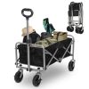 Black Oxford Cloth, Steel Frame, Flat Folding Silver Frame, Garden Folding Cart