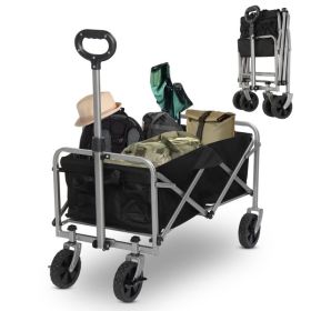 Black Oxford Cloth, Steel Frame, Flat Folding Silver Frame, Garden Folding Cart