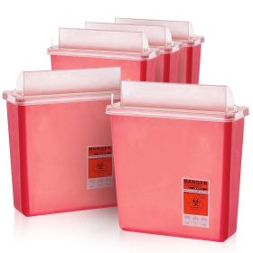 Pack of 5 Translucent Red Sharps Container with Biohazard Symbol 10.5 x 4.75 x 10.75 Sharps Disposal Container with Locking Lid