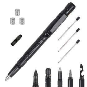 11-in-1 Tactical Pen Gear Set Multi-tool Survival Pen Set Cool Gadget Gift for Men EDC Glass Breaker LED Flashlight Ballpoint Pen Whistle Ink Refills