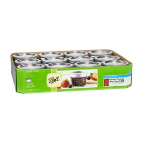 Ball Mason 4oz Quilted Crystal Jelly Jars with Lids and Bands - Canning Jelly Jar Set - (1 Case) - 12 Count