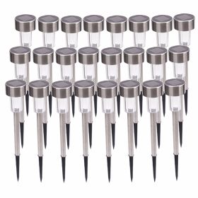 24pcs 5W High Brightness Solar Power LED Lawn Lamps with Lampshades White & Silver for Patio, Walkways, Landscape Paths