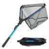 Collapsible Fishing Nylon Landing Net with Telescoping Pole Handle Lightweight Aluminum Fish Net Easy Catch and Release for Freshwater or Saltwater