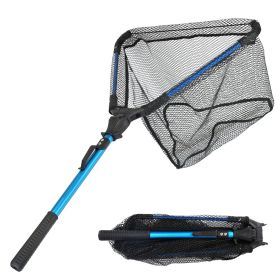Collapsible Fishing Nylon Landing Net with Telescoping Pole Handle Lightweight Aluminum Fish Net Easy Catch and Release for Freshwater or Saltwater
