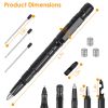 11-in-1 Tactical Pen Gear Set Multi-tool Survival Pen Set Cool Gadget Gift for Men EDC Glass Breaker LED Flashlight Ballpoint Pen Whistle Ink Refills