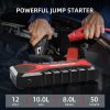Portable Car Jump Starter (UP to 10.0L Gas/8.0L Diesel Engines) 12V Auto Lithium-Ion Battery Booster with Smart Clamp Cables