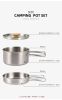 Stainless Steel pot with folding handle, a portable frying pan and soup pot for camping, home, picnic, cookware set