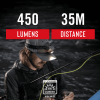 Rechargeable Dual Power 450 Lumens, Wide Angle Flood Beam, Focusing LED Headlamp, 3.3 oz