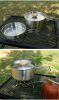 Stainless Steel pot with folding handle, a portable frying pan and soup pot for camping, home, picnic, cookware set
