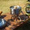 Stainless Steel pot with folding handle, a portable frying pan and soup pot for camping, home, picnic, cookware set