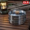 Stainless Steel pot with folding handle, a portable frying pan and soup pot for camping, home, picnic, cookware set