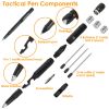 11-in-1 Tactical Pen Gear Set Multi-tool Survival Pen Set Cool Gadget Gift for Men EDC Glass Breaker LED Flashlight Ballpoint Pen Whistle Ink Refills