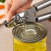Stainless Steel Can Opener Manual Food Silver Safe Good Grips with Built-in Bottle Opener Smooth Edge Sharp Blade Safe Cover for Beer/Tin/Bottle