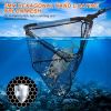 Collapsible Fishing Nylon Landing Net with Telescoping Pole Handle Lightweight Aluminum Fish Net Easy Catch and Release for Freshwater or Saltwater