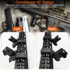45 Degree Offset Rear & Front Flip Up Fiber Optics Aluminum Sights with Red Green Dots Fits Picatinny Weaver Rail