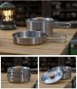 Stainless Steel pot with folding handle, a portable frying pan and soup pot for camping, home, picnic, cookware set