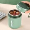 Portable Stainless Steel Food Container, Insulated Containers for Hot Food, Vacuum Insulated Soup Jar with Foldable Spoon