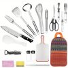 19Pcs Camping Cooking Utensil Kit / Portable Picnic Cookware / Outdoor Kitchen Equipment / Gear for Campfire Barbecue / Appliances with Storage Bag
