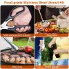 19Pcs Camping Cooking Utensil Kit / Portable Picnic Cookware / Outdoor Kitchen Equipment / Gear for Campfire Barbecue / Appliances with Storage Bag