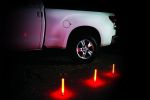 Life Gear - LED 3-Pack Emergency Road Flares, Reusable Safety Glow Stick with Flasher & Magnetic Bases - Batteries Included (Glow Red)