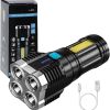 Multi-function LED Display Flashlight; 4-Mode Brightness Adjustment For Outdoor Emergency Use