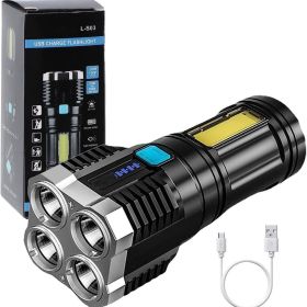 Multi-function LED Display Flashlight; 4-Mode Brightness Adjustment For Outdoor Emergency Use