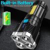 Multi-function LED Display Flashlight; 4-Mode Brightness Adjustment For Outdoor Emergency Use