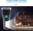 Multi-function LED Display Flashlight; 4-Mode Brightness Adjustment For Outdoor Emergency Use