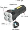 Multi-function LED Display Flashlight; 4-Mode Brightness Adjustment For Outdoor Emergency Use