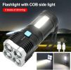Multi-function LED Display Flashlight; 4-Mode Brightness Adjustment For Outdoor Emergency Use