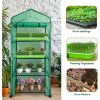 Mini Greenhouse - 4 Tier Small Portable Greenhouses Kit with Caster Wheels and Roll-up Zipper PE Cover