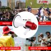 60Watt - 5 Core Professional Megaphone Bullhorn Speaker, Battery Power 1200 Ft Range Loudspeaker W Siren, Ergonomic Handle