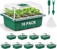 10Pcs Seed Starter Tray Kit Reusable Overall 120 Cells Seeding Propagator Station, Greenhouse Growing Germination Tray with Humidity Dome